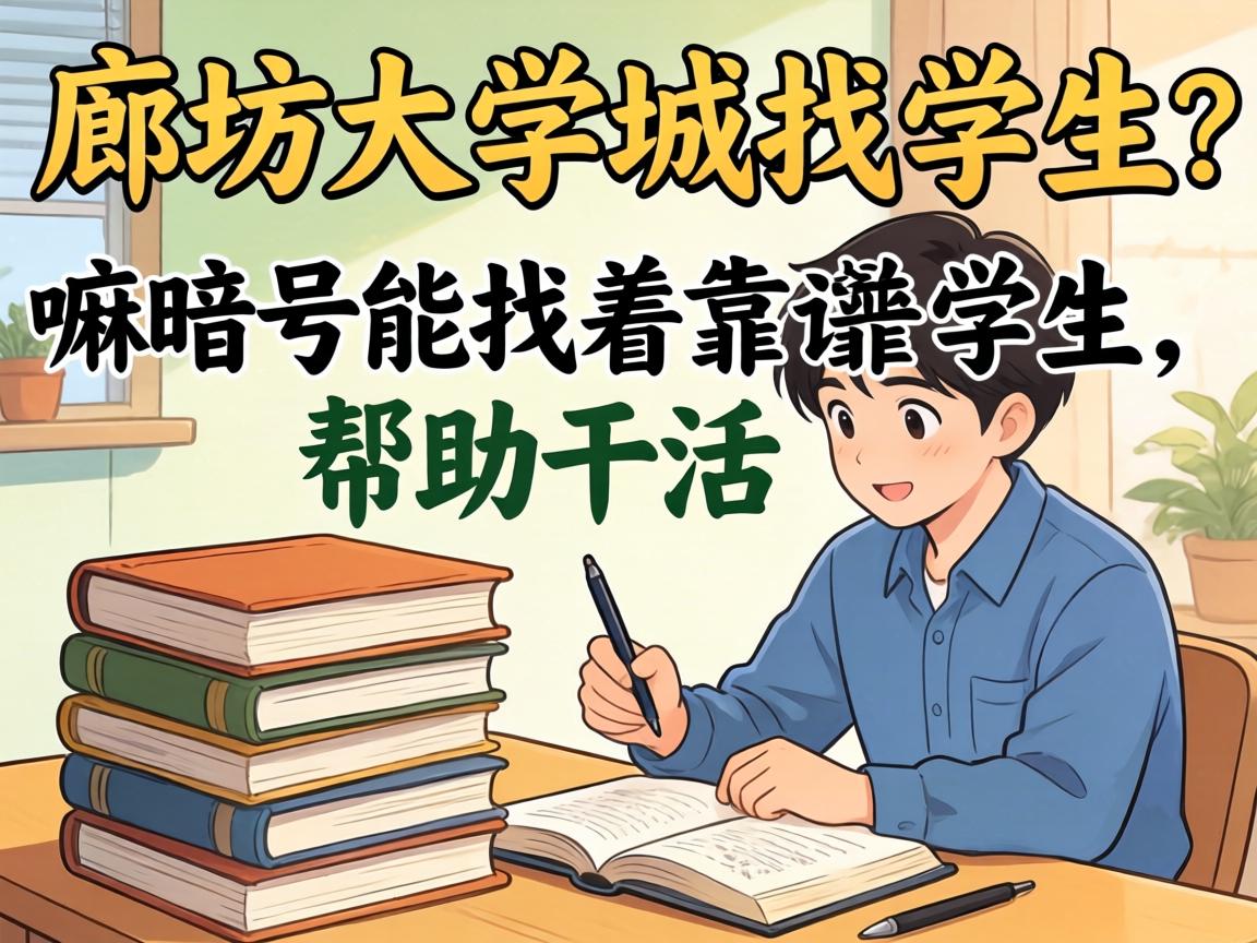 廊坊大学城找学生有暗号吗？嘛暗号能找着靠谱学生帮忙干活儿？